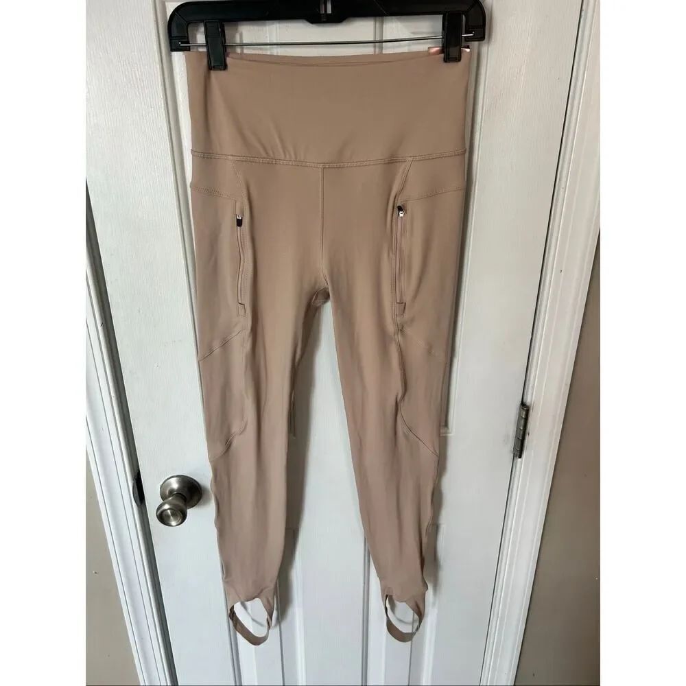 Calia Pants Women Small Beige Nude Sculpt Stirrup Leggings Workout Athleisure